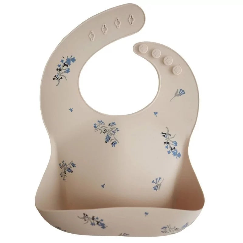 Mushie Siliconen Baby Slabbetje | Lilac Flowers