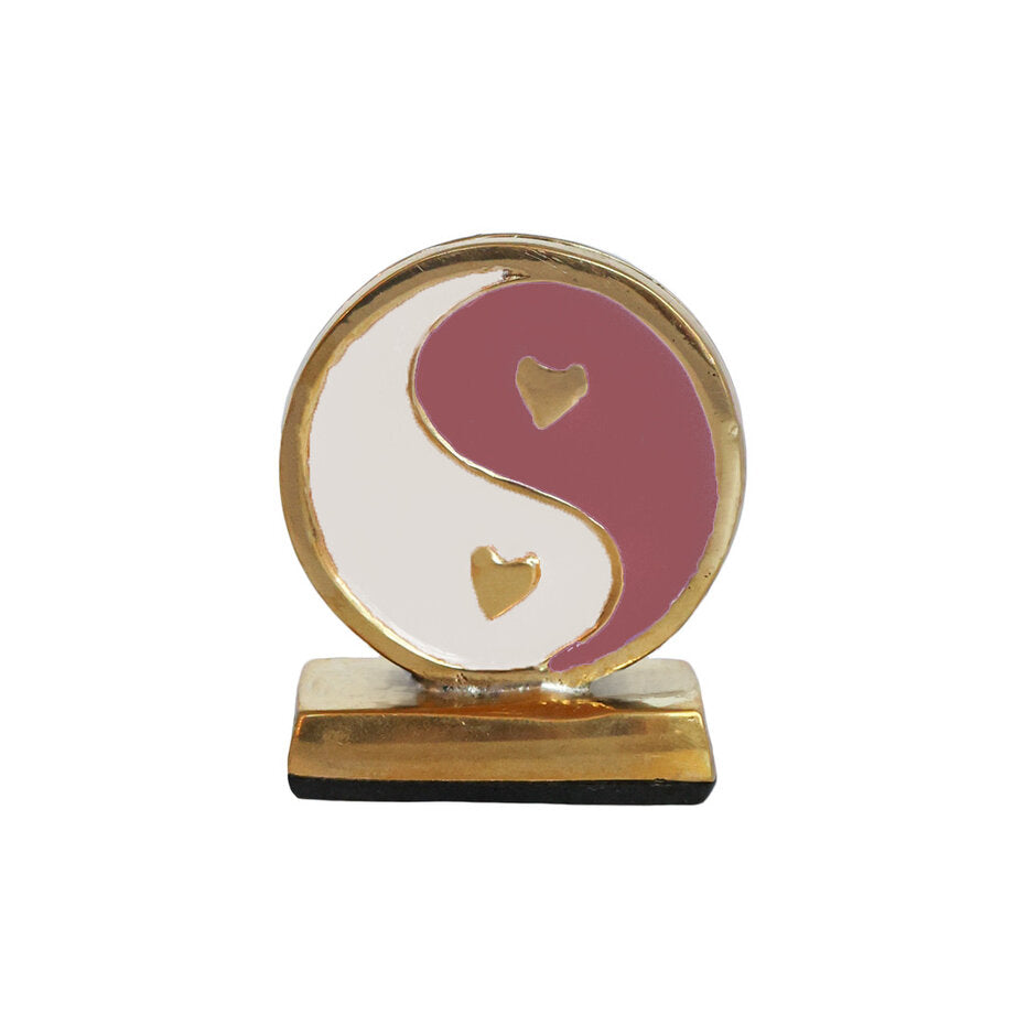 Kaarthouder Messing Yinyang Roze Wit
