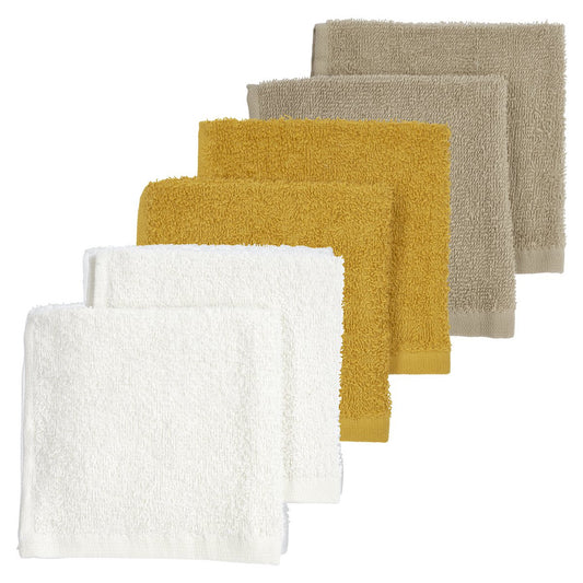 Basic Badstof Monddoekjes 6-pack - Offwhite/ Honey Gold/ Taupe