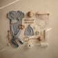 Mushie Ribbed knotted baby gown | Gray melange