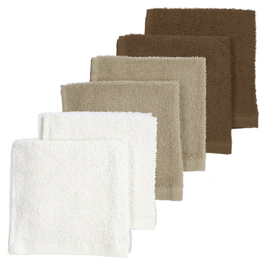 Basic Badstof Monddoekjes 6-pack - Offwhite/ Taupe/ Chocolate