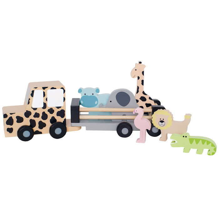 Houten Jeep Safari met dieren